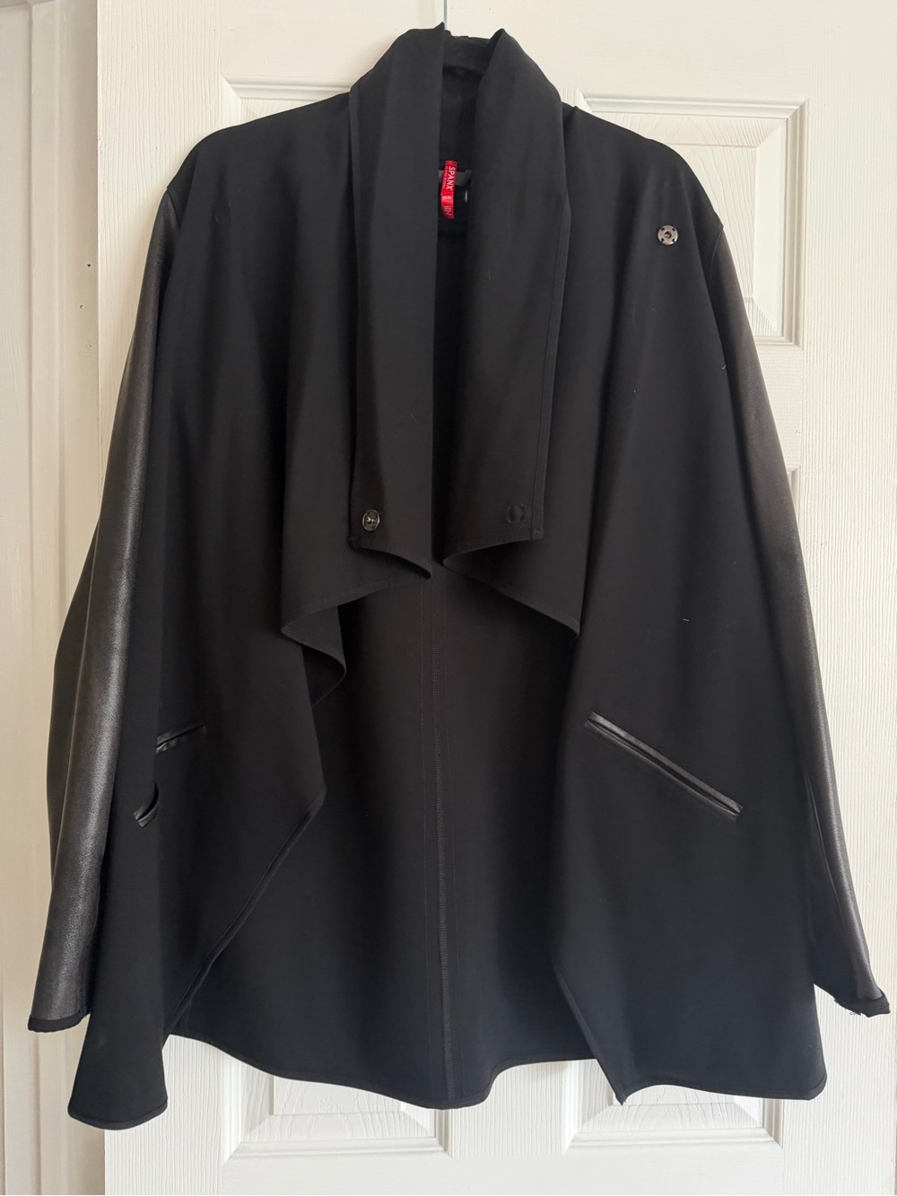 SPANX Black Draped Open-Front Cape Coat